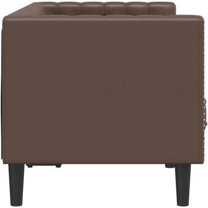 Chesterfield 2-Sitzer Sofa Braun Kunstleder Polstersofa