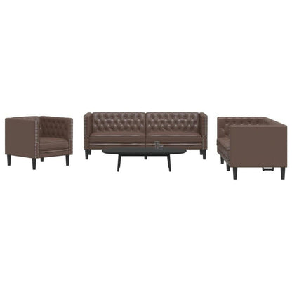 Chesterfield Polstersofa Braun – Sessel, 2-Sitzer & 3-Sitzer