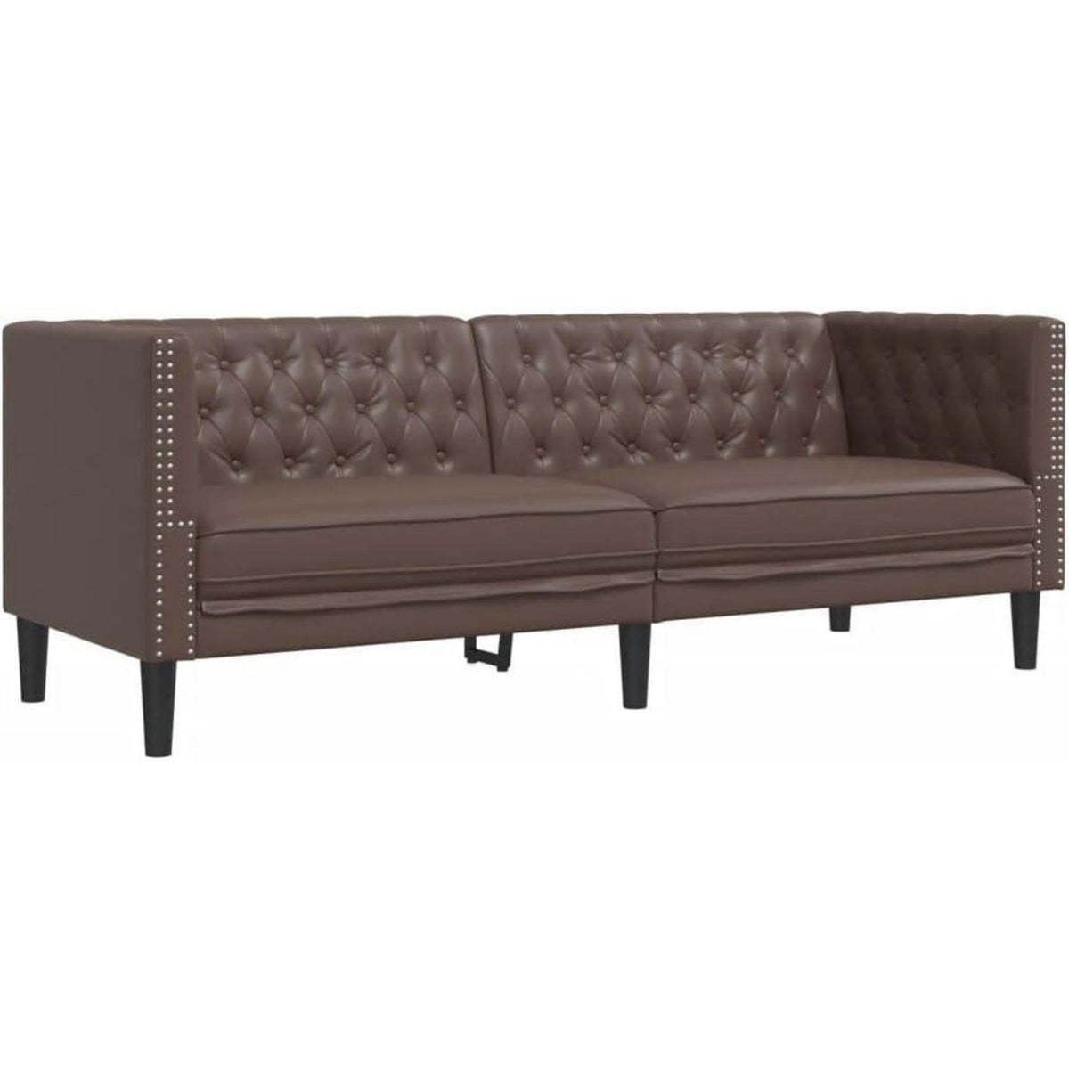 Chesterfield Polstersofa Braun – Sessel, 2-Sitzer & 3-Sitzer