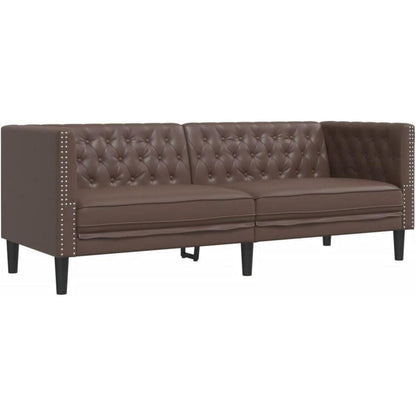 Chesterfield Polstersofa Braun – Sessel, 2-Sitzer & 3-Sitzer