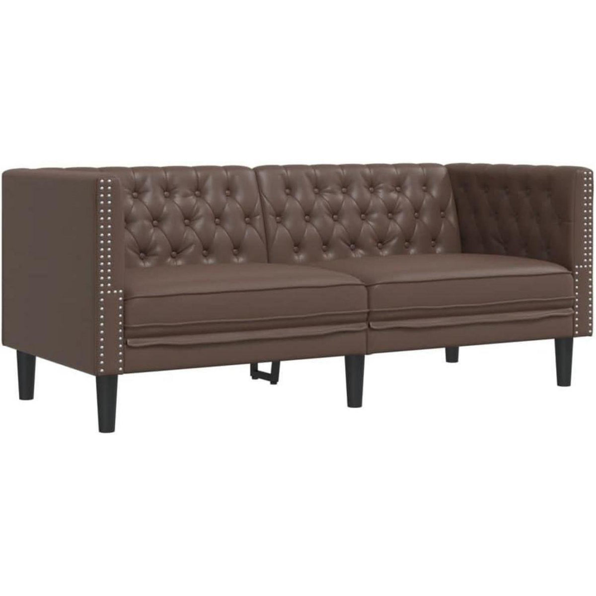Chesterfield Polstersofa Braun – Sessel, 2-Sitzer & 3-Sitzer