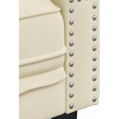 Chesterfield Sofa 2-Sitzer + 3-Sitzer Creme Kunstleder