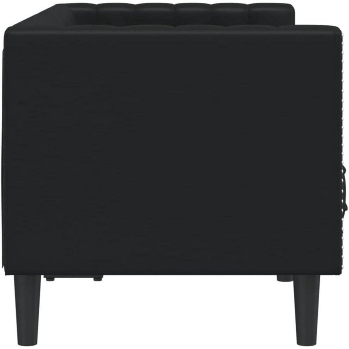 Chesterfield Sofa 2-Sitzer Schwarz Kunstleder
