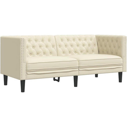 Chesterfield Polstersofa Creme Kunstleder – Sessel, 2-Sitzer, 3-Sitzer