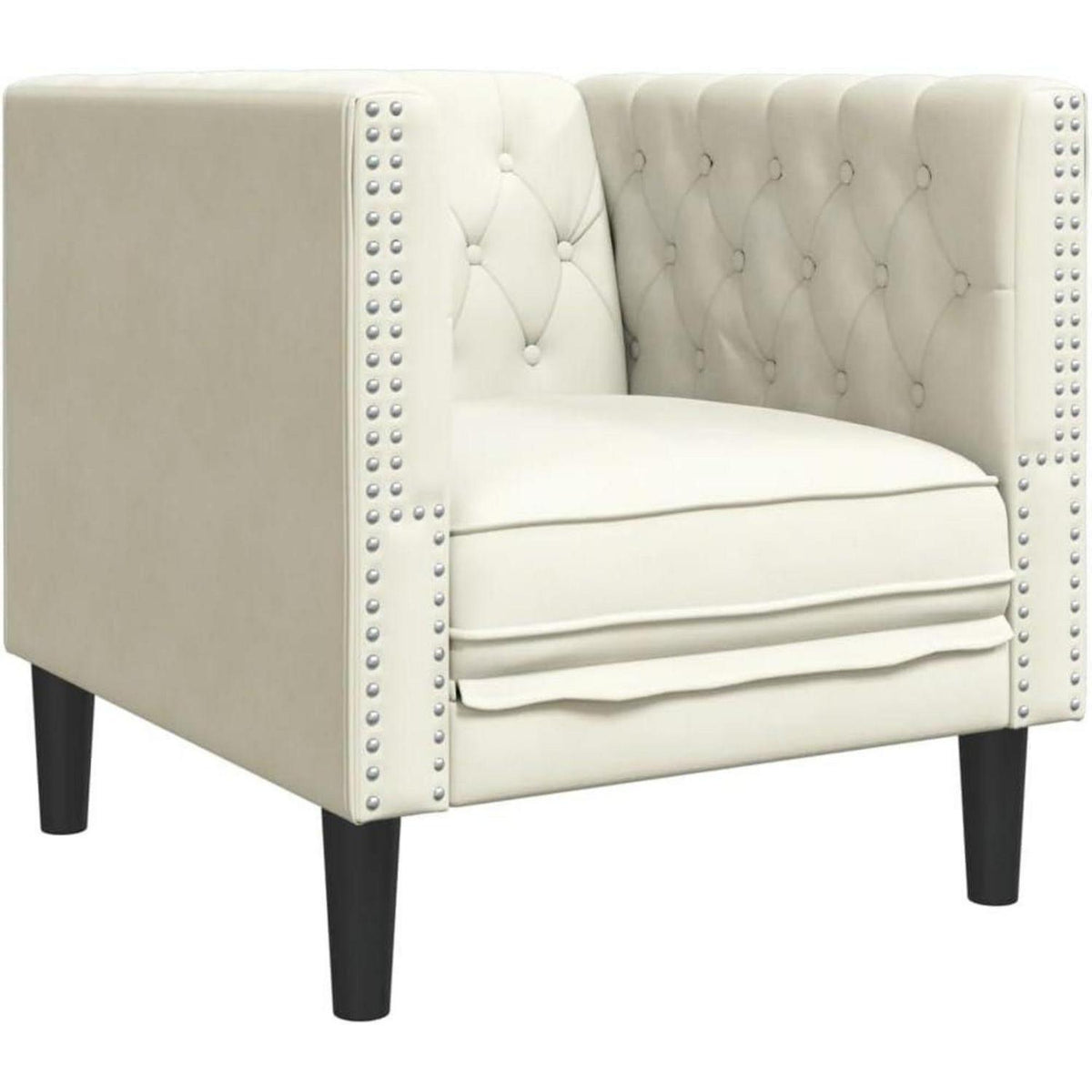 Chesterfield Polstersofa Creme Kunstleder – Sessel, 2-Sitzer, 3-Sitzer