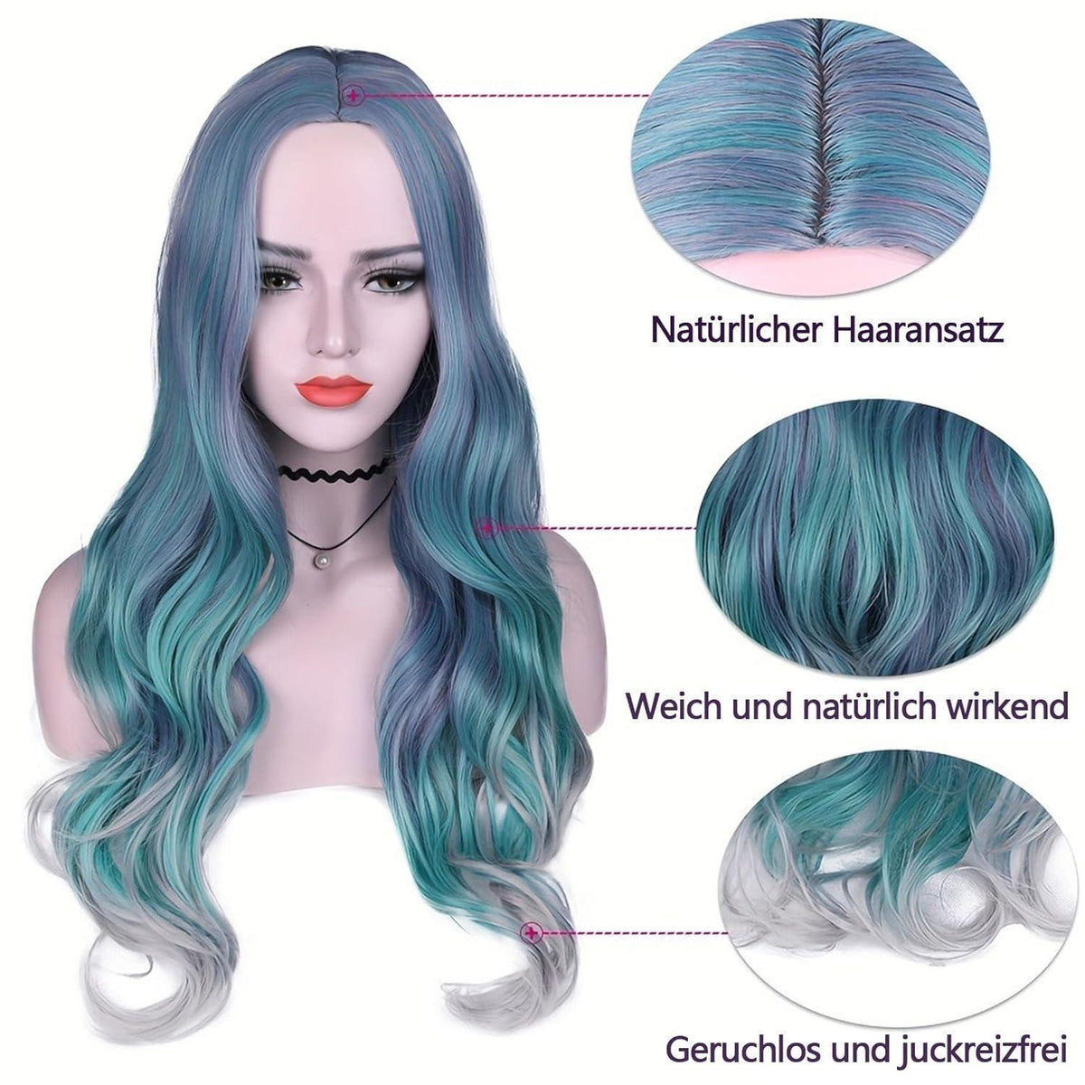 Grüne Damenperücke Lang – Natürlicher Look für Kostüme & Alltag