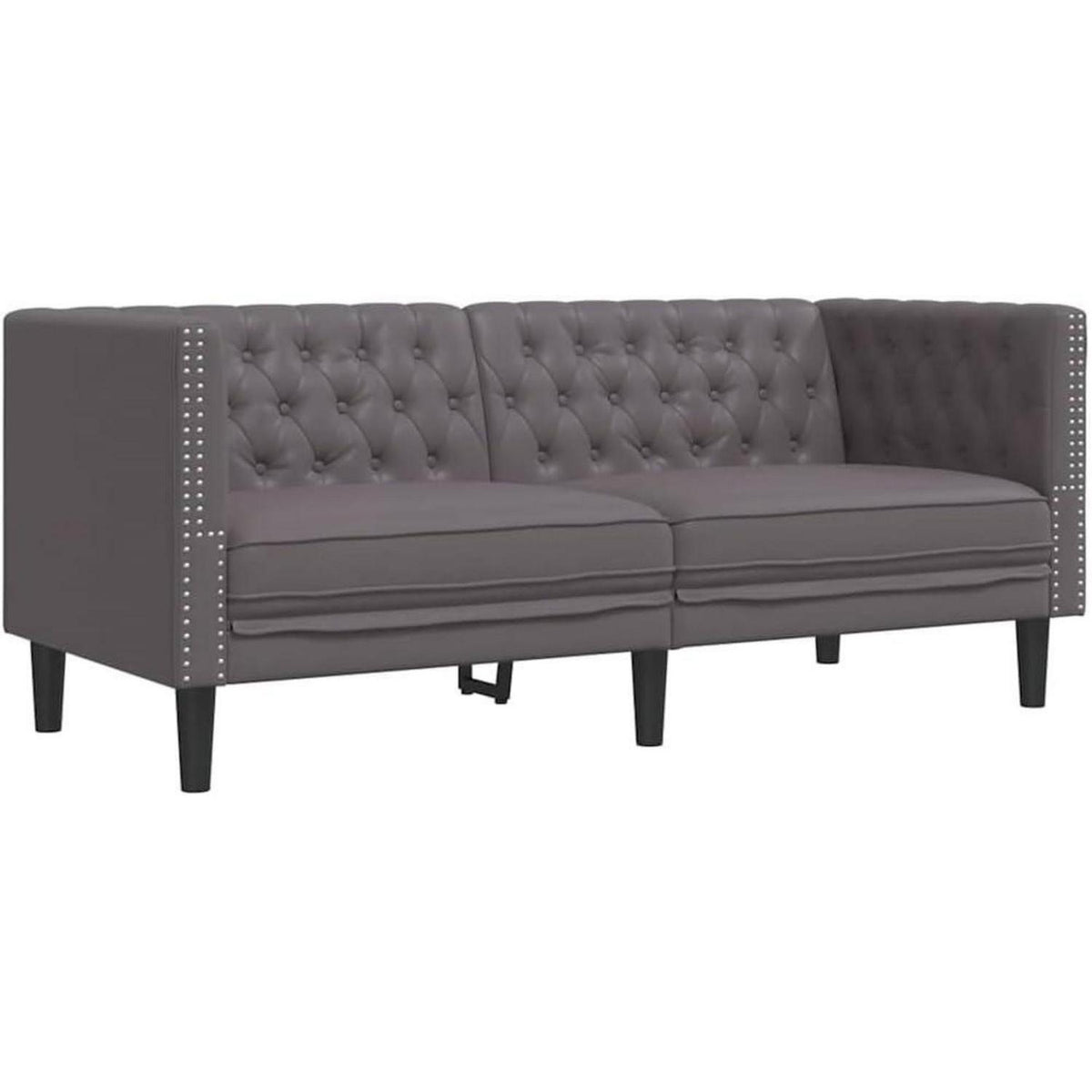 Chesterfield Polstersofa Grau – Sessel, 2-Sitzer & 3-Sitzer