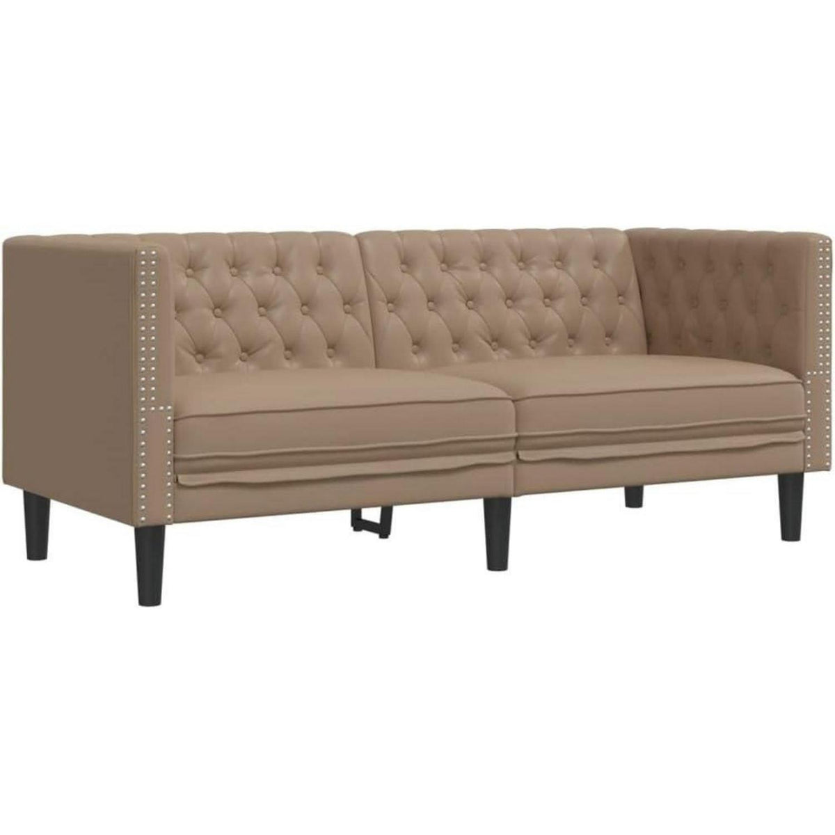 Chesterfield 2-Sitzer Sofa Kunstleder Cappuccino