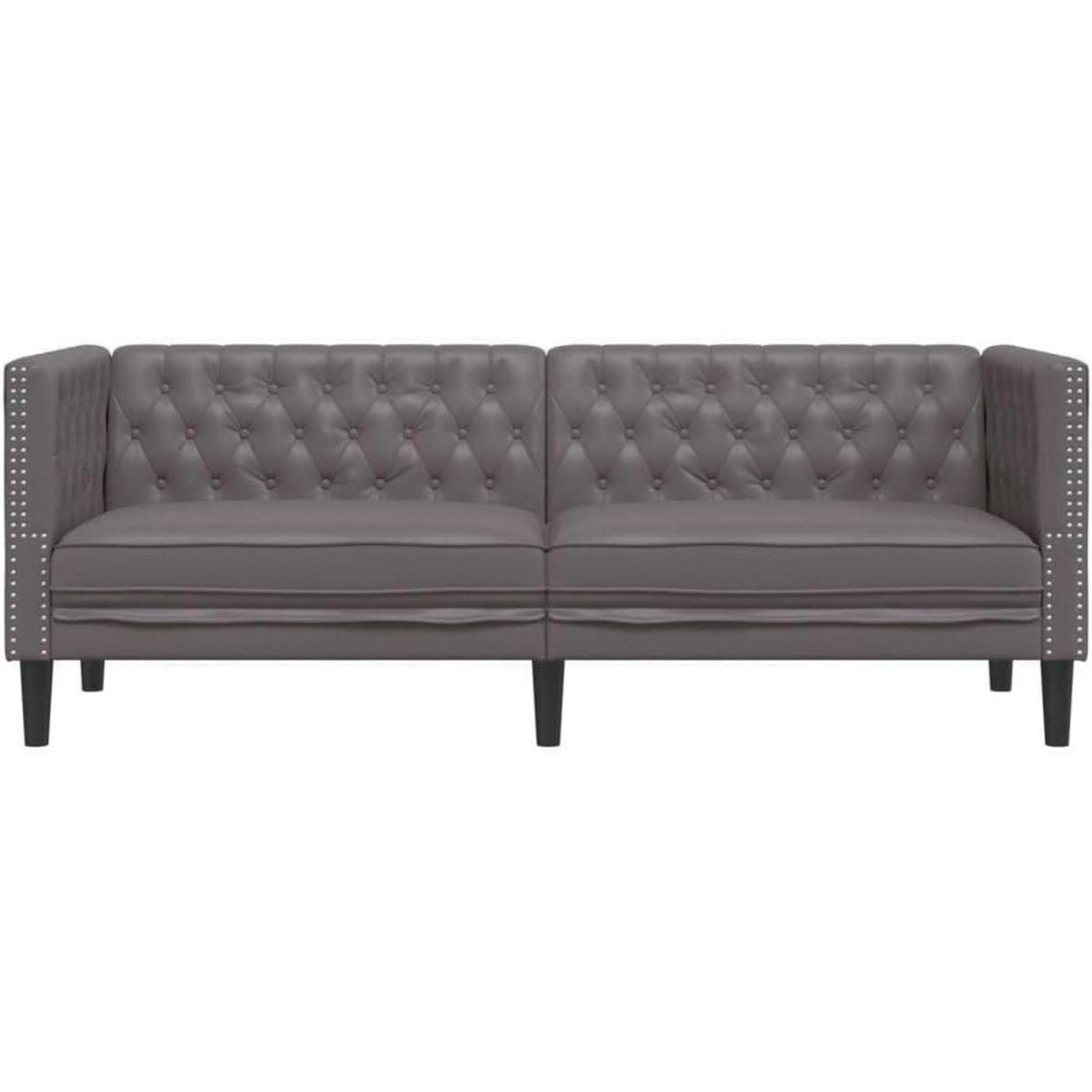Chesterfield Sofa 3-Sitzer Grau Kunstleder Polstersofa