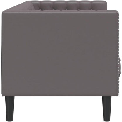 Chesterfield Sofa 3-Sitzer Grau Kunstleder Polstersofa