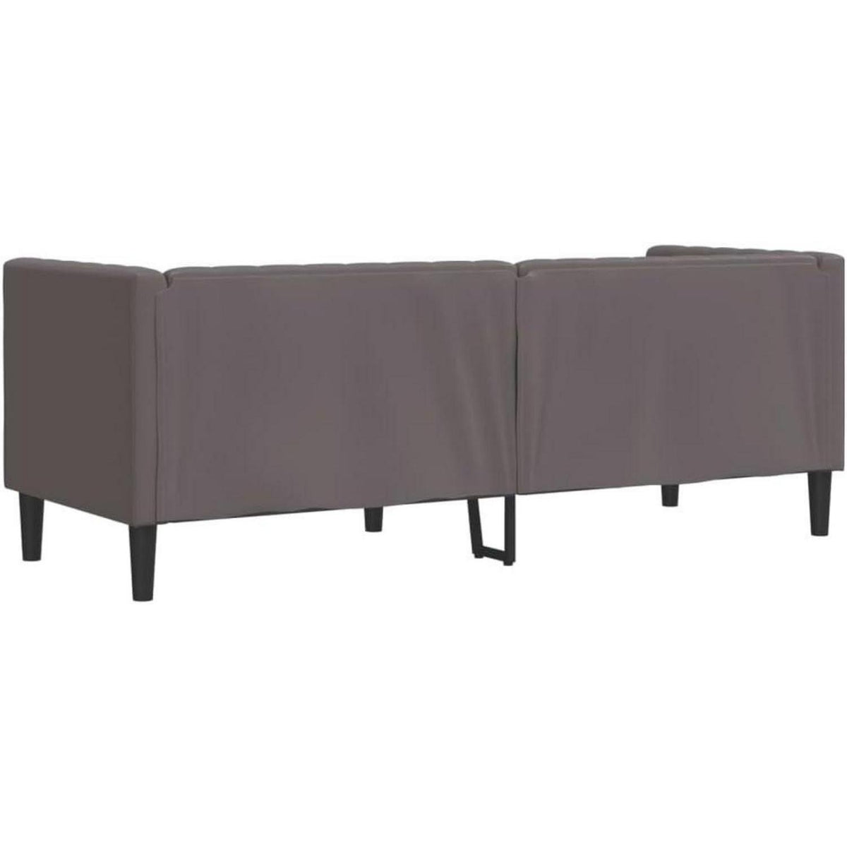 Chesterfield Sofa 3-Sitzer Grau Kunstleder Polstersofa