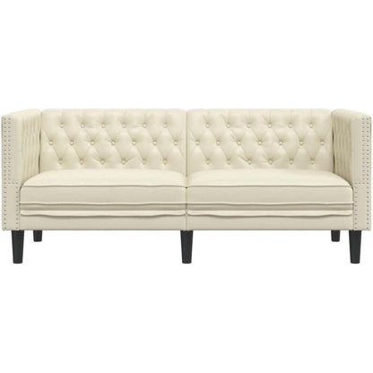 Chesterfield Sofa 2-Sitzer Creme Kunstleder Polstersofa