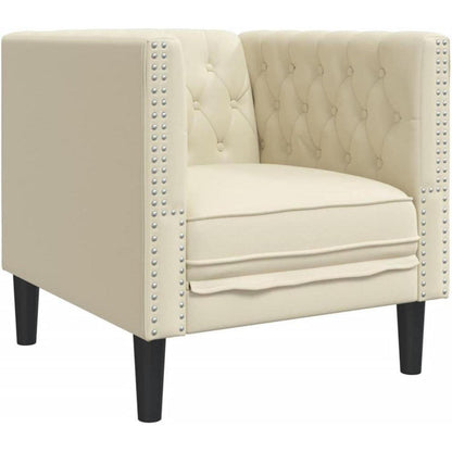 Chesterfield Sessel Creme Kunstleder 1-Sitzer Polstersofa