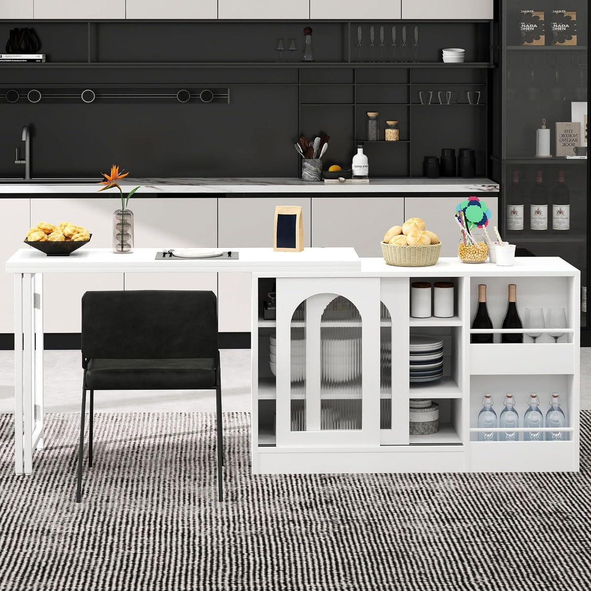 Klappbarer Esstisch mit Stauraum & Schublade – Weiß 121.5x76.7cm