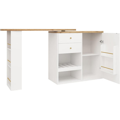 Klappbarer Esstisch mit Stauraum & Schublade – Weiß 138x104cm