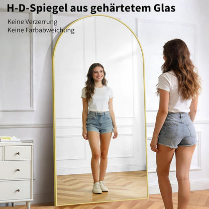 Großer Ganzkörperspiegel mit Goldrahmen – Stehend, Hängend, Anlehnbar