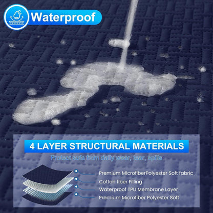 Wasserdichter Sofabezug L-Form 3 Sitzer Dunkelblau