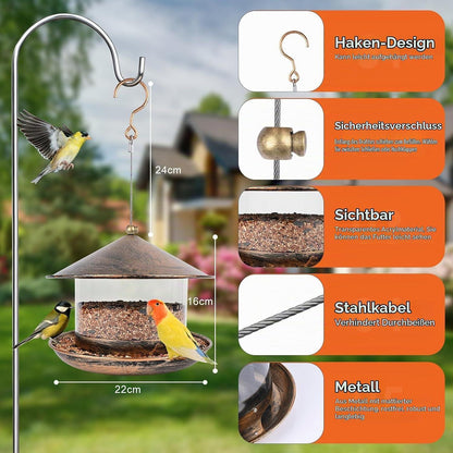 Vogelhaus Metall, Wetterfest & Nagefester Futterspender