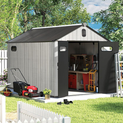 Gartenhaus Kunststoff Grau – 2,4 x 3,6 m, Gerätehaus