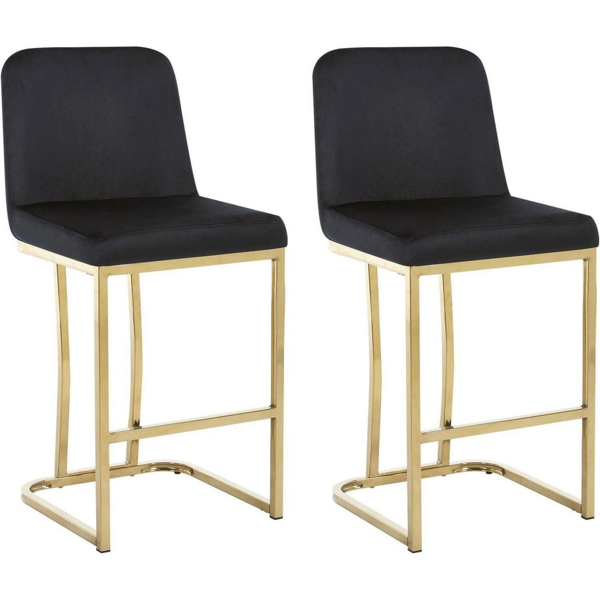 Barhocker Set 4er – Samt, Goldbein, Schwarz