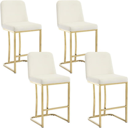 Barhocker Set 4er – Samt, Goldbein, Weiß