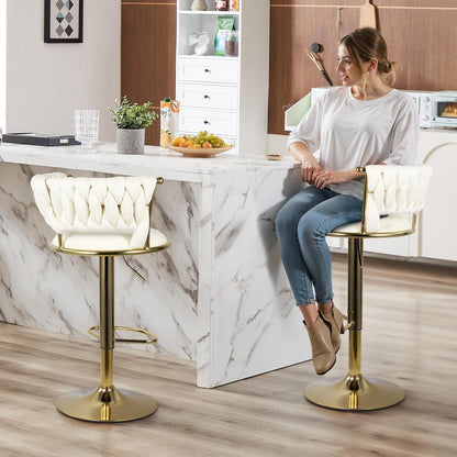 Höhenverstellbarer Barhocker 2er Set – Gold/Beige