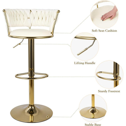 Höhenverstellbarer Barhocker 2er Set – Gold/Beige
