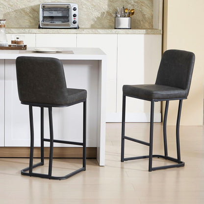 Barhocker Set Grau – Gepolsterte Tresenstühle mit Metallbein