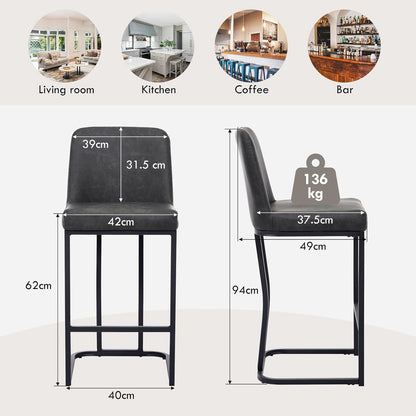 Barhocker Set Grau – Gepolsterte Tresenstühle mit Metallbein