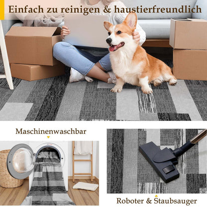 Waschbarer Teppich Schwarz 160x230cm – Modern & Rutschfest