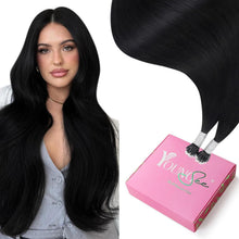 Echthaar Nano Ring Extensions Schwarz 60cm - 50g