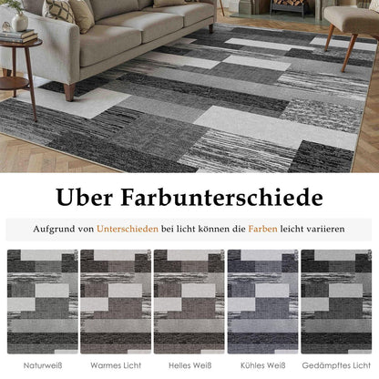 Waschbarer Teppich Schwarz 200x300cm – Modern & Pflegeleicht