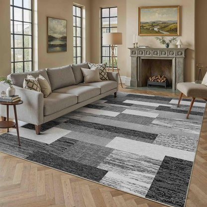 Waschbarer Teppich Schwarz 200x300cm – Modern & Pflegeleicht