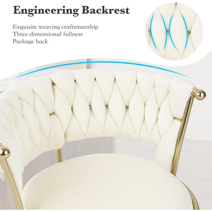 Barhocker Set 4er – Höhenverstellbar, Geflochten, Gold/Beige