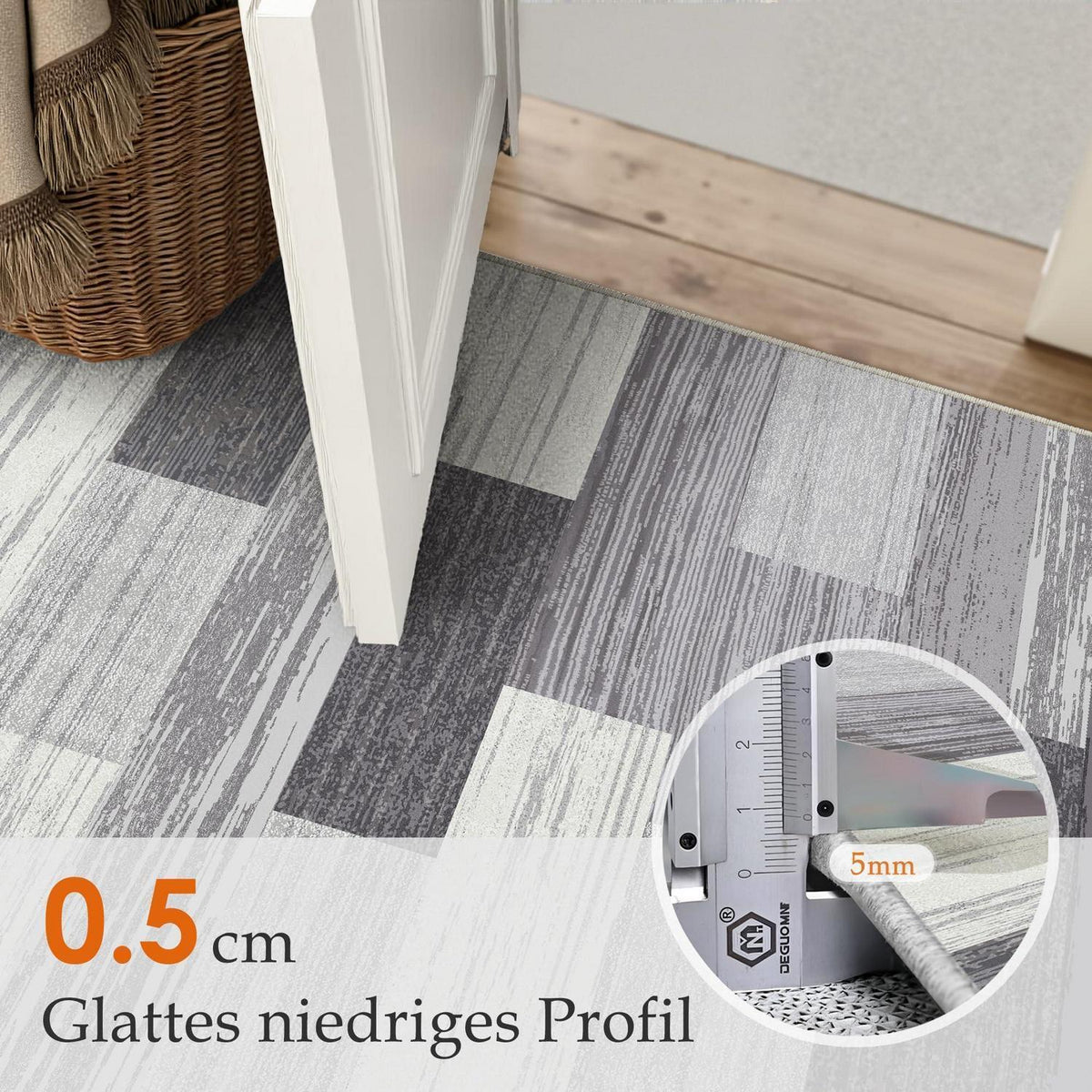 Grauer Teppich 160x230cm Waschbar Modern Rechteckig