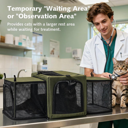 Faltbare Katzen Transportbox mit Erweiterung & Ausbruchschutz