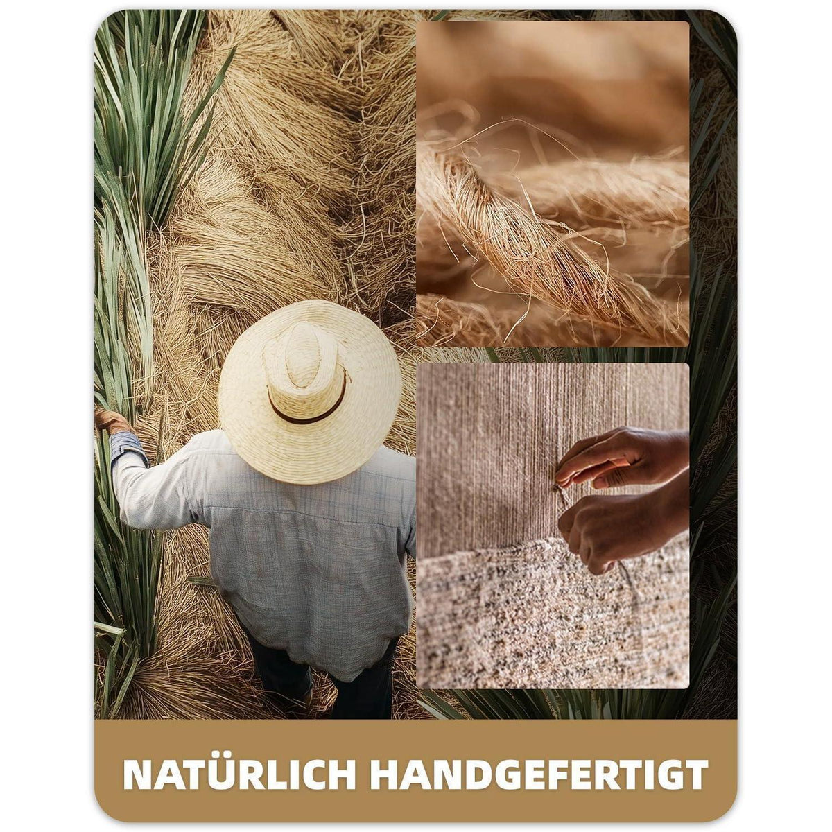 Handgewebte Jute Fußmatte 90x150cm - Rutschfest & Langlebig