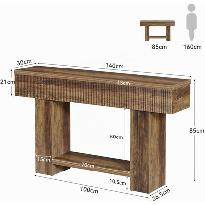 Konsolentisch 140 cm mit Stauraum – Rustikaler Flurtisch
