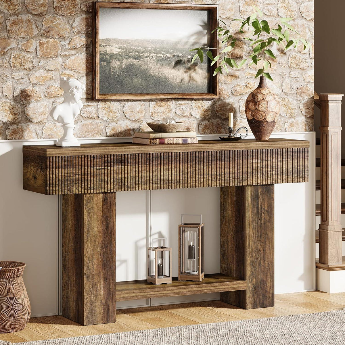 Konsolentisch 140 cm mit Stauraum – Rustikaler Flurtisch