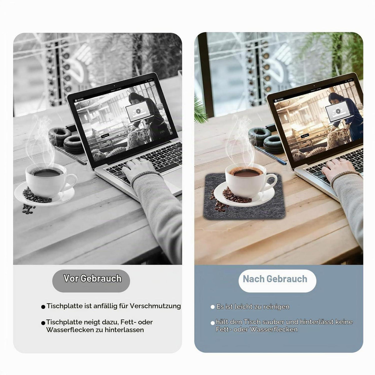 Filz Tischsets 24er Set – Anthrazit Platzdeckchen & Untersetzer
