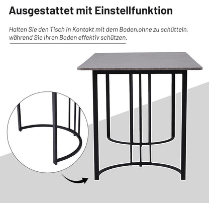 Essgruppe Schwarz-Grau: Esstisch mit 4 Samtstühlen 140x80cm