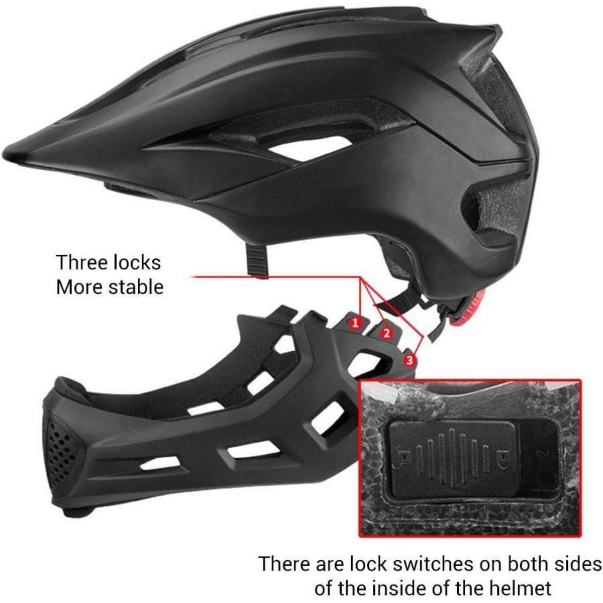 2-in-1 Fahrradhelm Kinder mit Kinnschutz, BMX, Skateboard