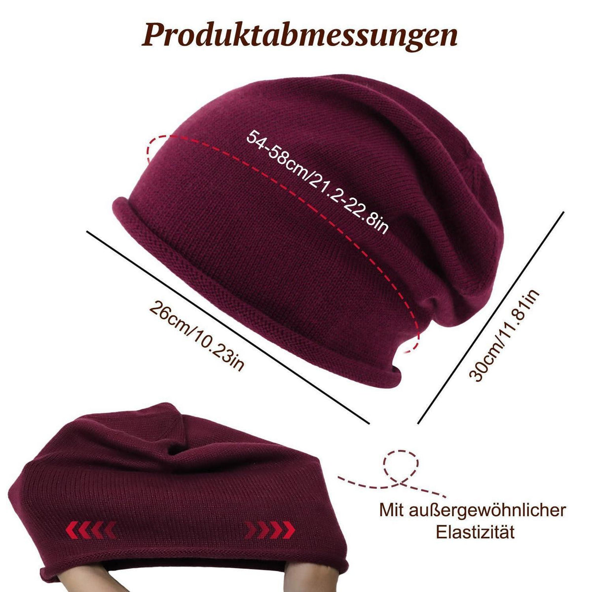 Strickmütze Unisex Rot Polyester