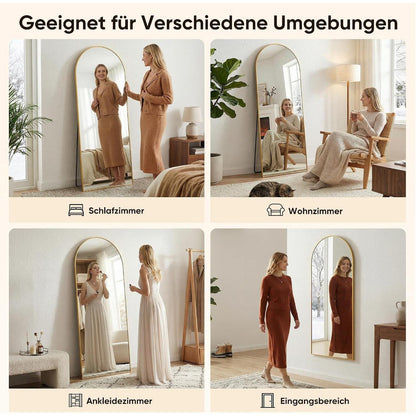 Ganzkörperspiegel gebogen, 180x68cm, Standspiegel Gold