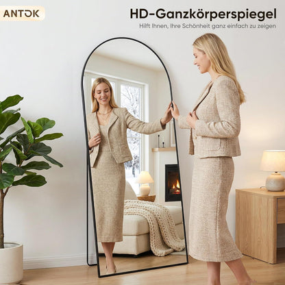 Ganzkörperspiegel gebogen 200x97cm – Standspiegel Schwarz