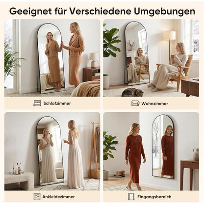 Ganzkörperspiegel gebogen 200x97cm – Standspiegel Schwarz