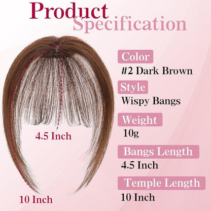 Clip-in Pony Echthaar Dunkelbraun – Wispy Bangs für Damen