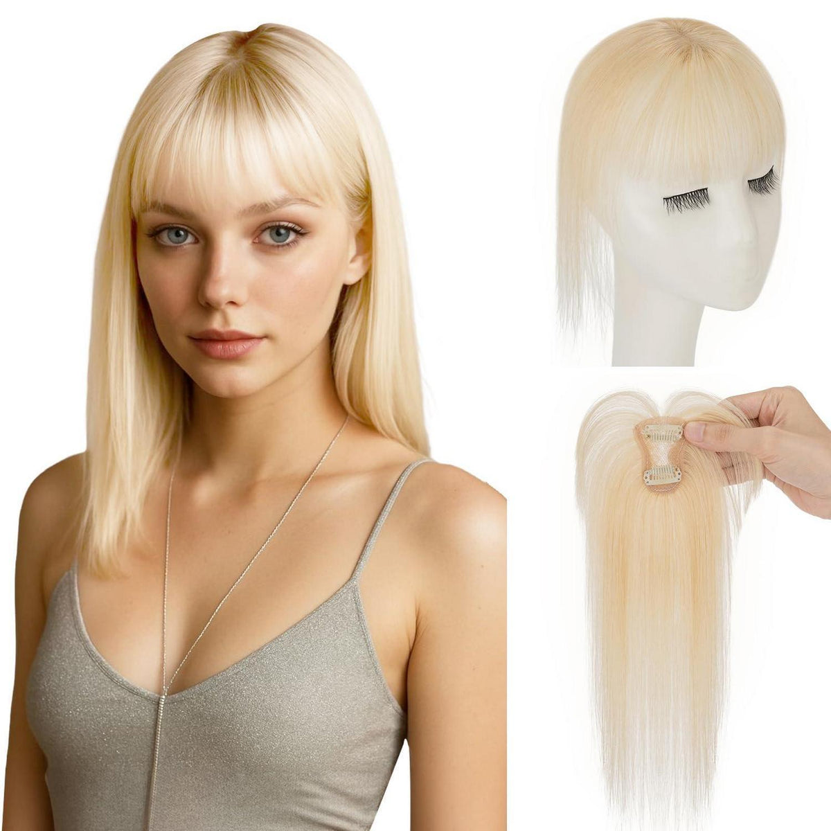 Clip-in Pony Echthaar Wispy Bangs #613 Blond