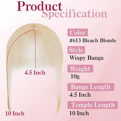 Clip-in Pony Echthaar Wispy Bangs #613 Blond