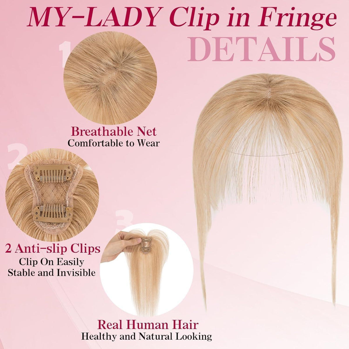 Clip-in Pony Echthaar Wispy Bangs Dunkelblond #27
